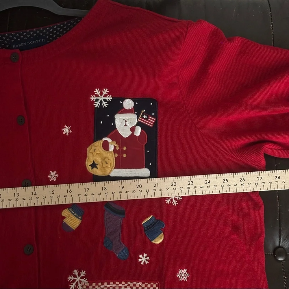 Karen Scott II‎ Holiday Christmas Cardigan Red Size 2X